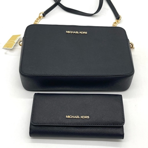 Michael Kors Large EW Crossbody Bag & Trifold Wallet Black - Picture 4 of 10